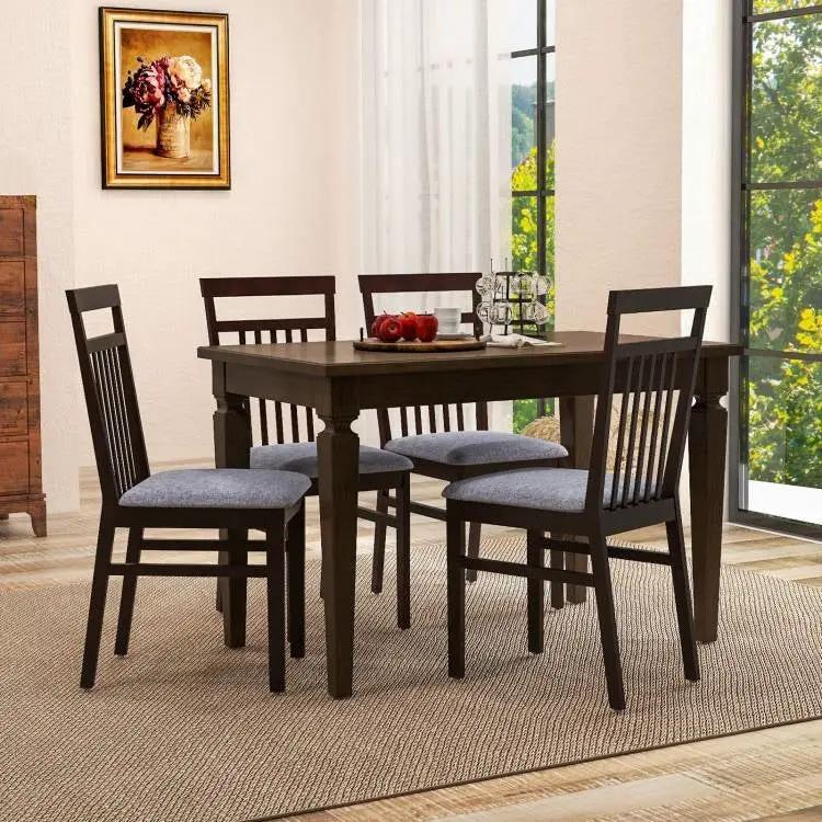 Set of 2 - Classic Sturdy Wood Dining Chair with Grey Upholstered Seat Cushion by HomePacific