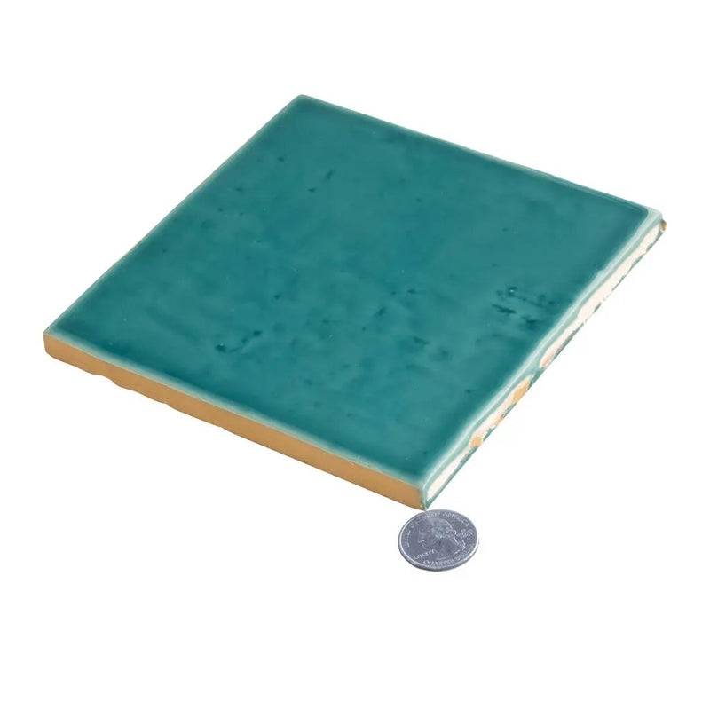 Turquoise Blue 6x6 Glossy Square Porcelain Tile (19 pack, 4.65 sq ft/case) by Apollo Tile