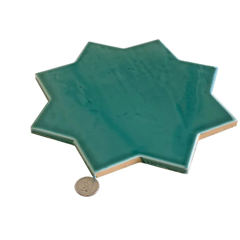 Turquoise Blue 7x7 Glossy Star Porcelain Tile (16 pack, 6.46 sq ft/case) by Apollo Tile