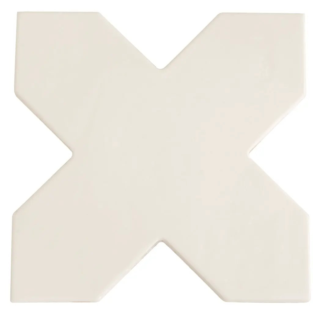 Pearl White 7x7 Glossy Cross Porcelain Tile (16 pack, 5.6 sq ft/case) by Apollo Tile