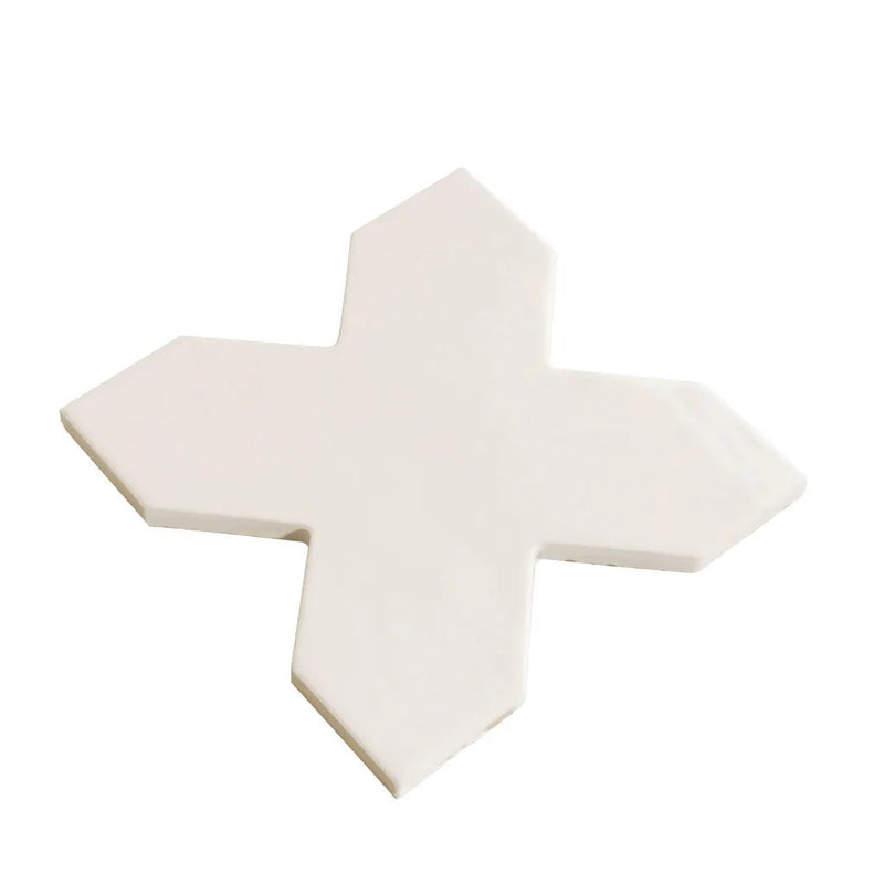 Pearl White 7x7 Glossy Cross Porcelain Tile (16 pack, 5.6 sq ft/case) by Apollo Tile