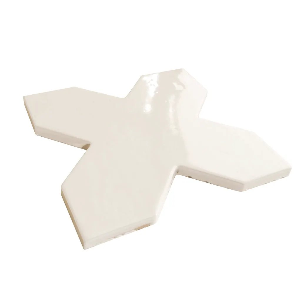 Pearl White 7x7 Glossy Cross Porcelain Tile (16 pack, 5.6 sq ft/case) by Apollo Tile