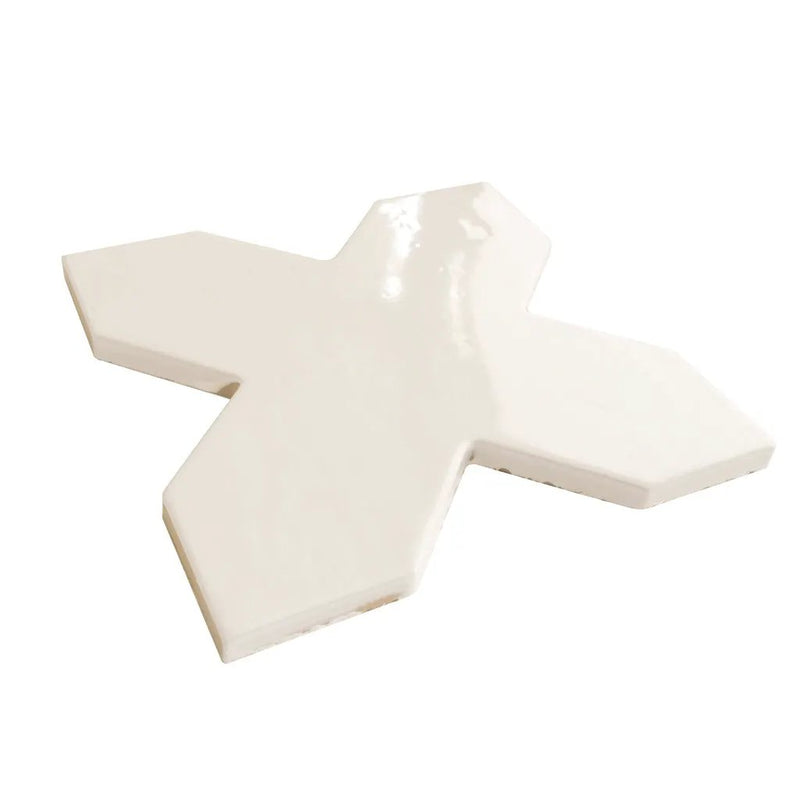 Pearl White 7x7 Glossy Cross Porcelain Tile (16 pack, 5.6 sq ft/case) by Apollo Tile