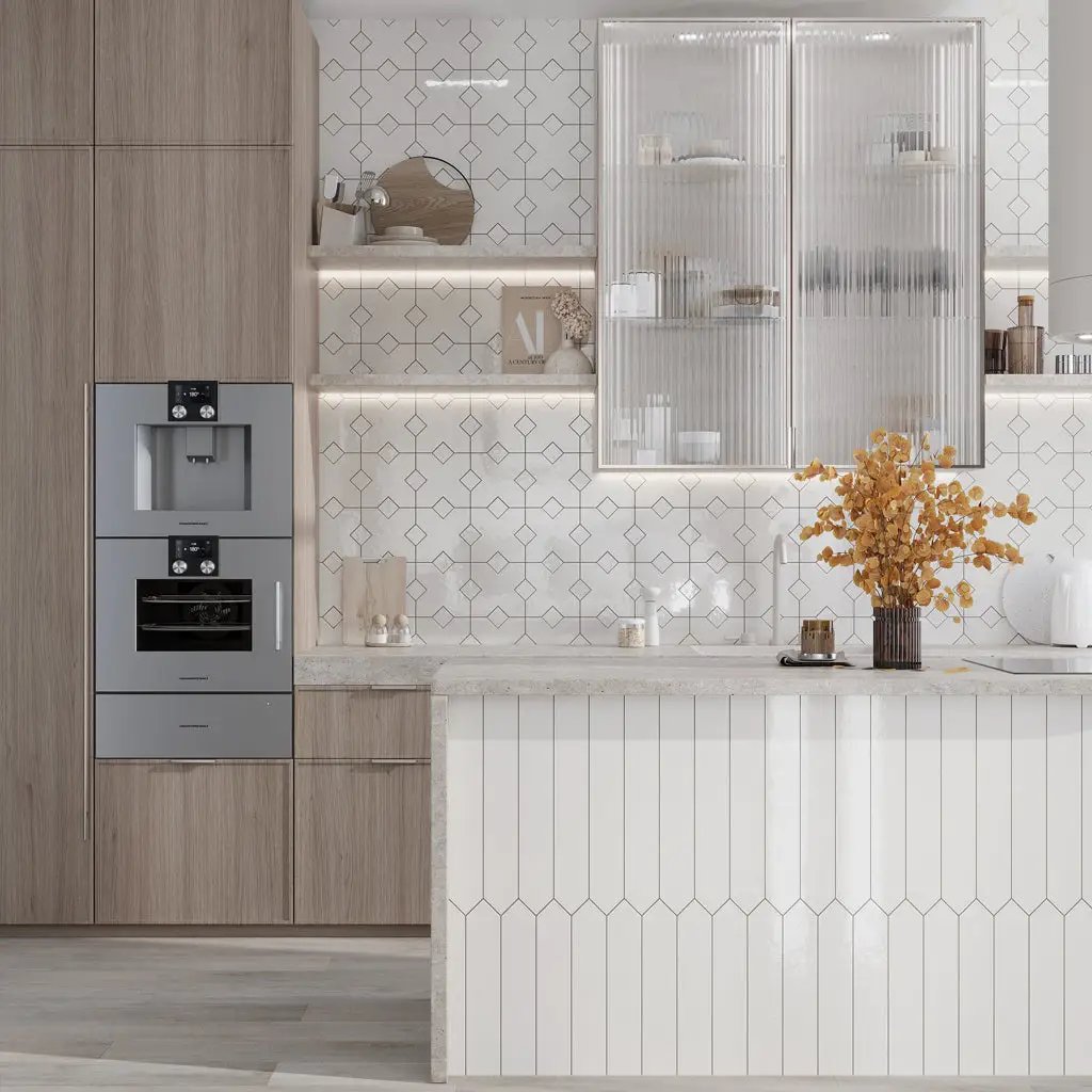 Pearl White 7x7 Glossy Cross Porcelain Tile (16 pack, 5.6 sq ft/case) by Apollo Tile