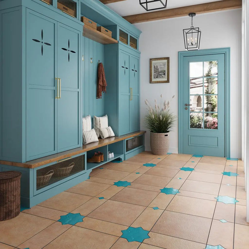 Turquoise Blue 7x7 Glossy Star Porcelain Tile (16 pack, 6.46 sq ft/case) by Apollo Tile