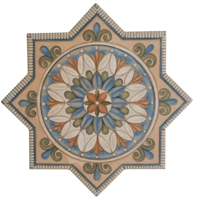 Terracotta Sage Green-Blue 7x7 Matte Star Porcelain Tile (16 pack, 6.46 sq ft/case) by Apollo Tile