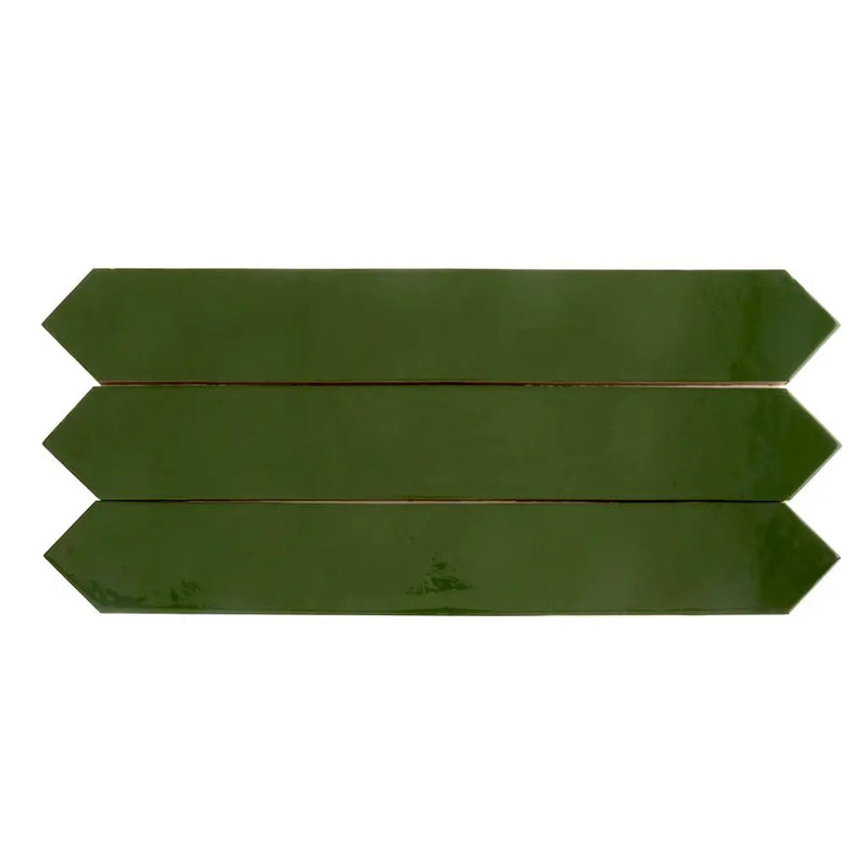 Deep Forest Green 3x19 Glossy Picket Porcelain Tile (20 pack, 7.65 sq ft/case) by Apollo Tile