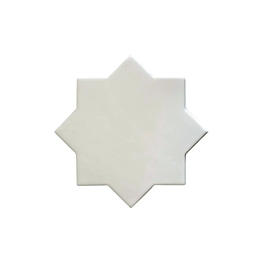 Pearl White 7x7 Glossy Star Porcelain Tile (16 pack, 6.46 sq ft/case) by Apollo Tile