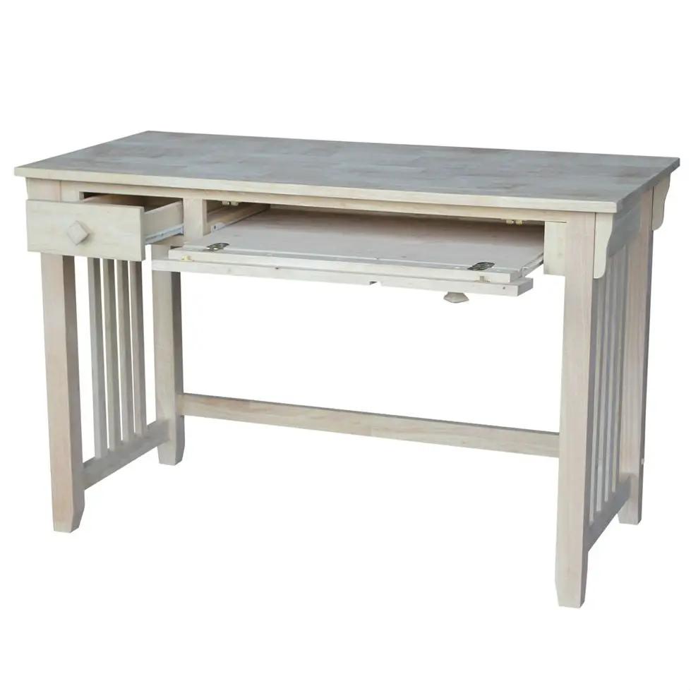 Unfinished Wood Computer Desk with Pull-Out Keyboard Tray and Drawer by HomePacific