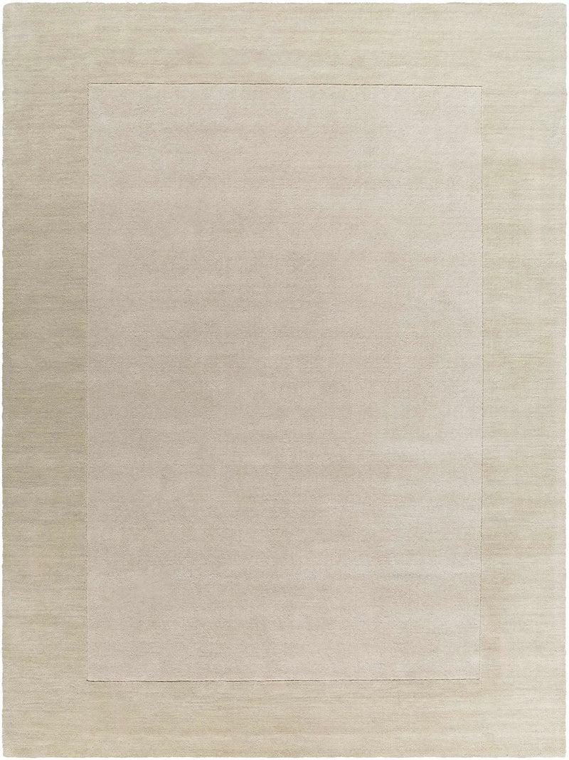 Bordered Solid Wheat Cream Wool Rug by Boutique Rugs