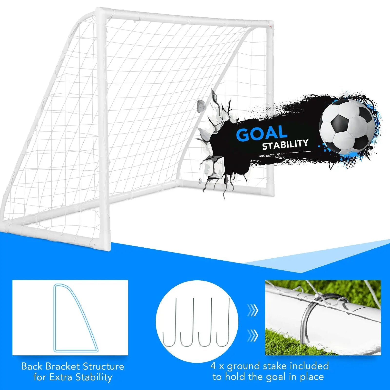 6 x 4 Feet Soccer Goal with Strong UPVC Frame by DirectDeals
