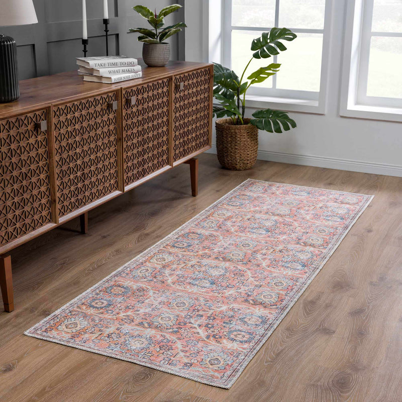 Urpi Rose & Blue Washable Area Rug by Hauteloom