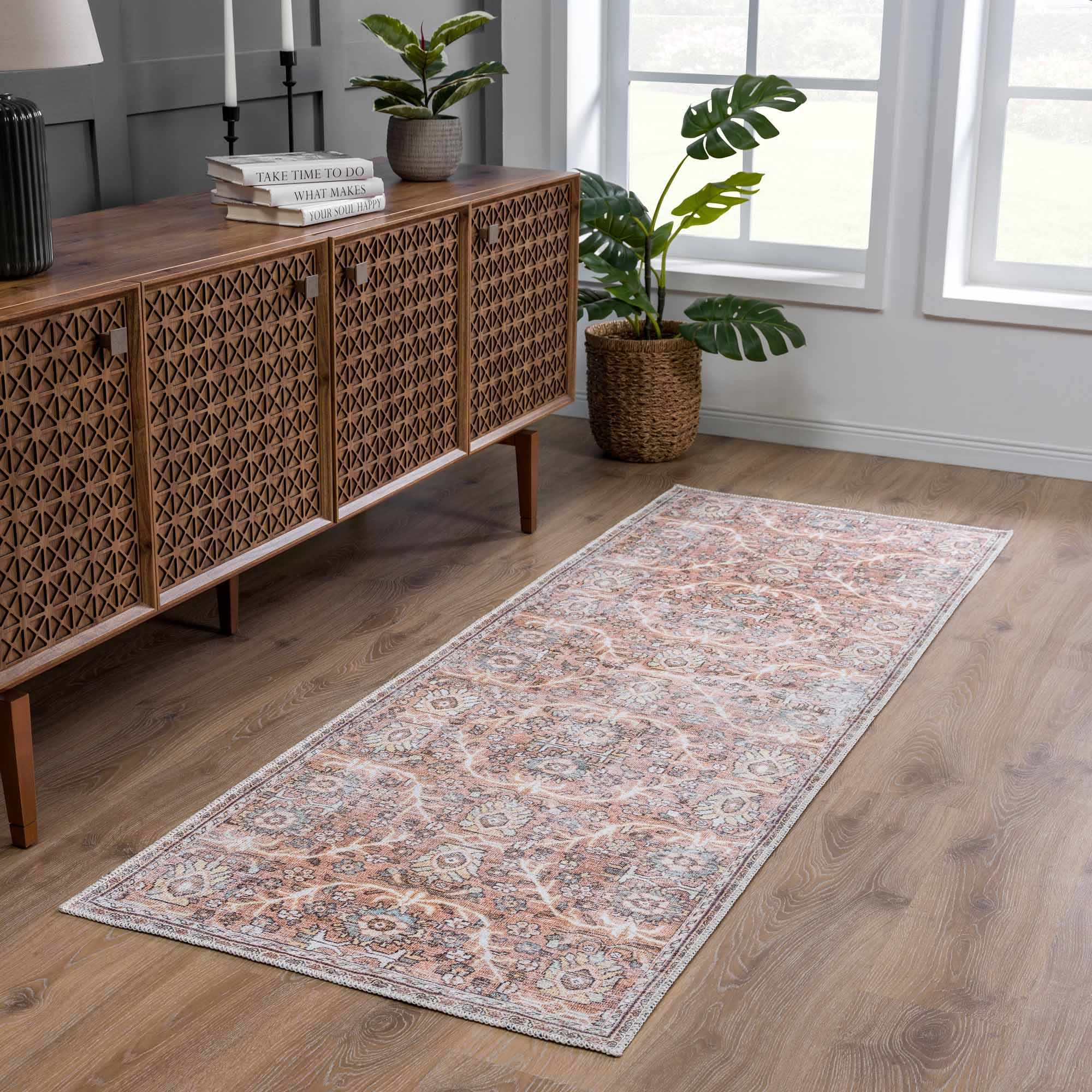 Urpi Rose & Brown Washable Area Rug by Hauteloom