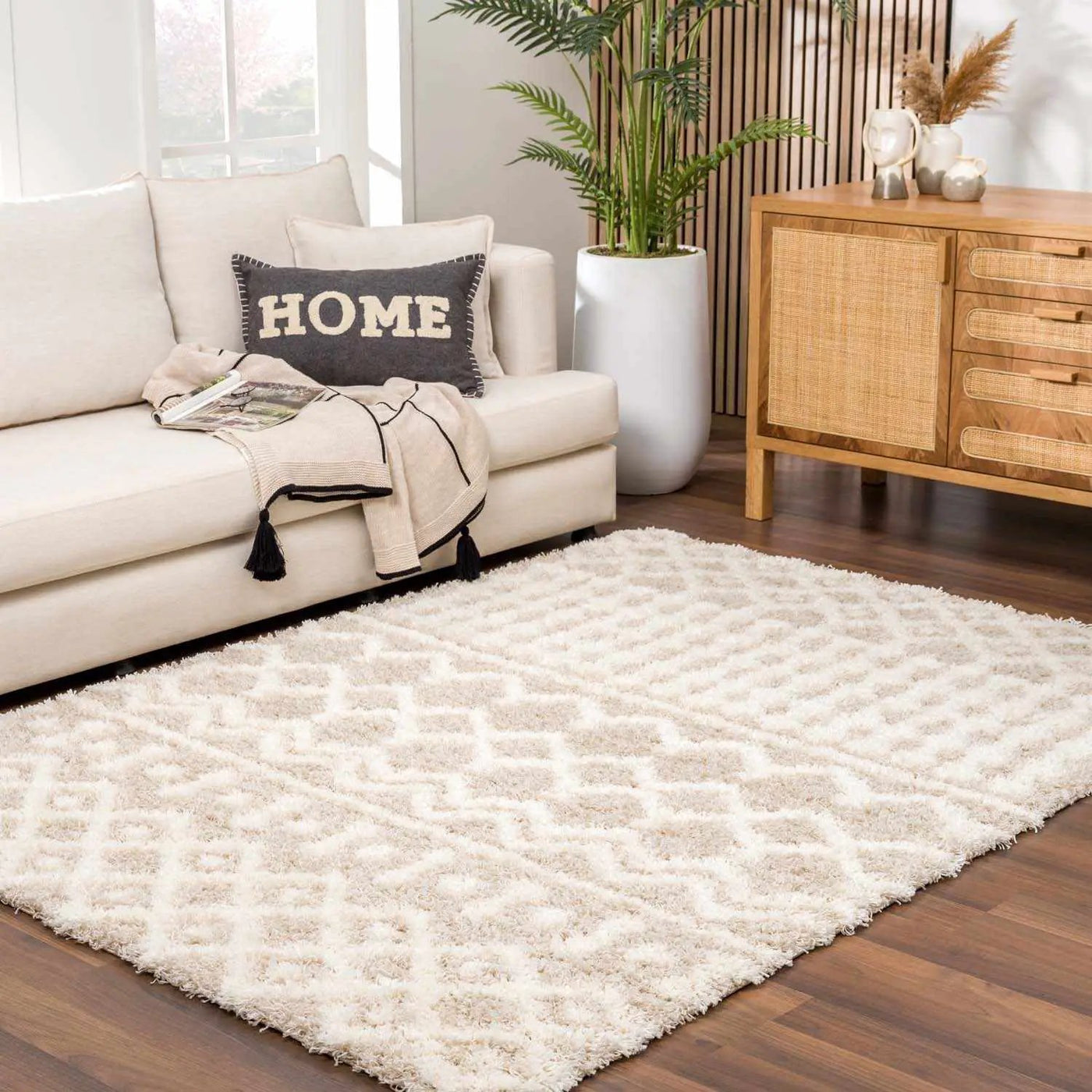 Prompton Cream Plush Area Rug by Boutique Rugs