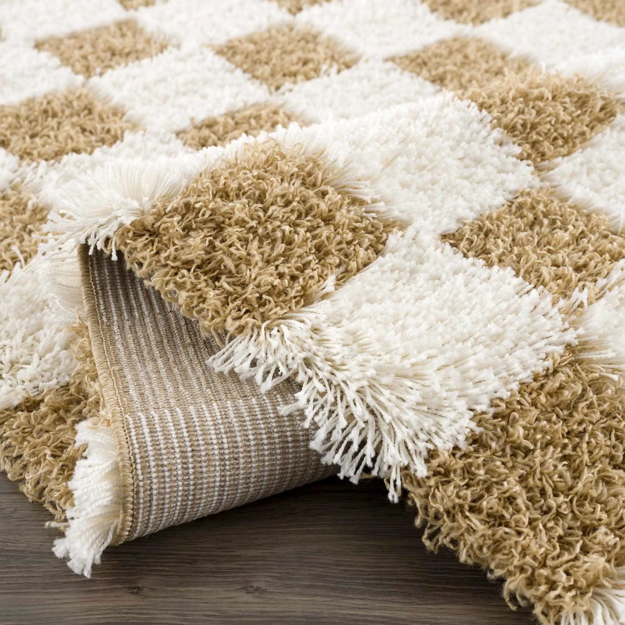 Atira Mustard Checkered Area Rug by Hauteloom