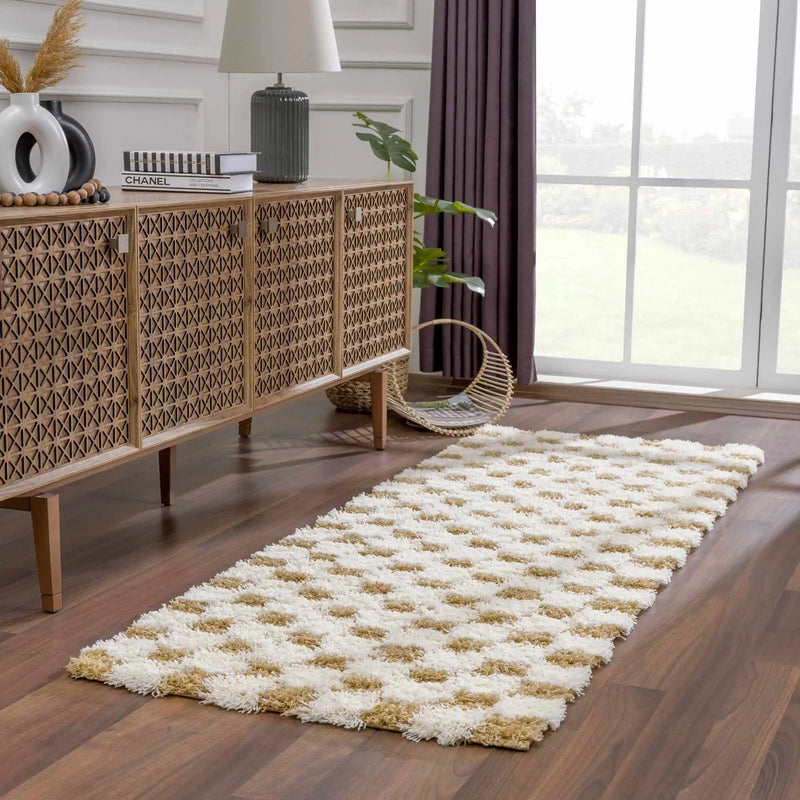 Atira Mustard Checkered Area Rug by Hauteloom