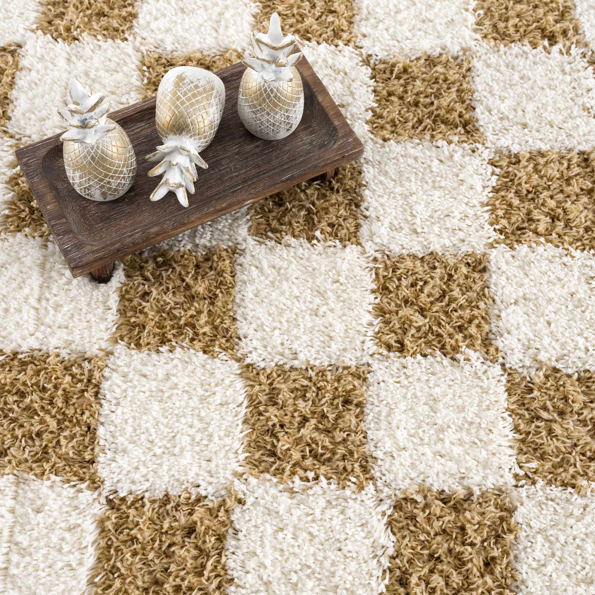 Atira Mustard Checkered Area Rug by Hauteloom