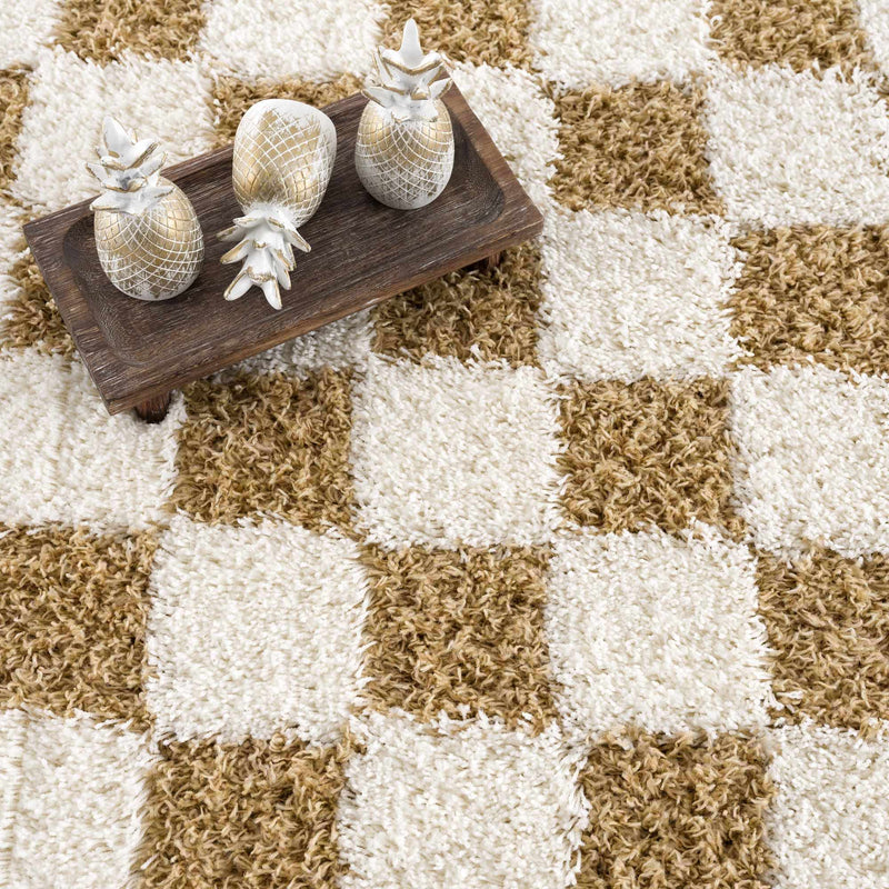 Atira Mustard Checkered Area Rug by Hauteloom