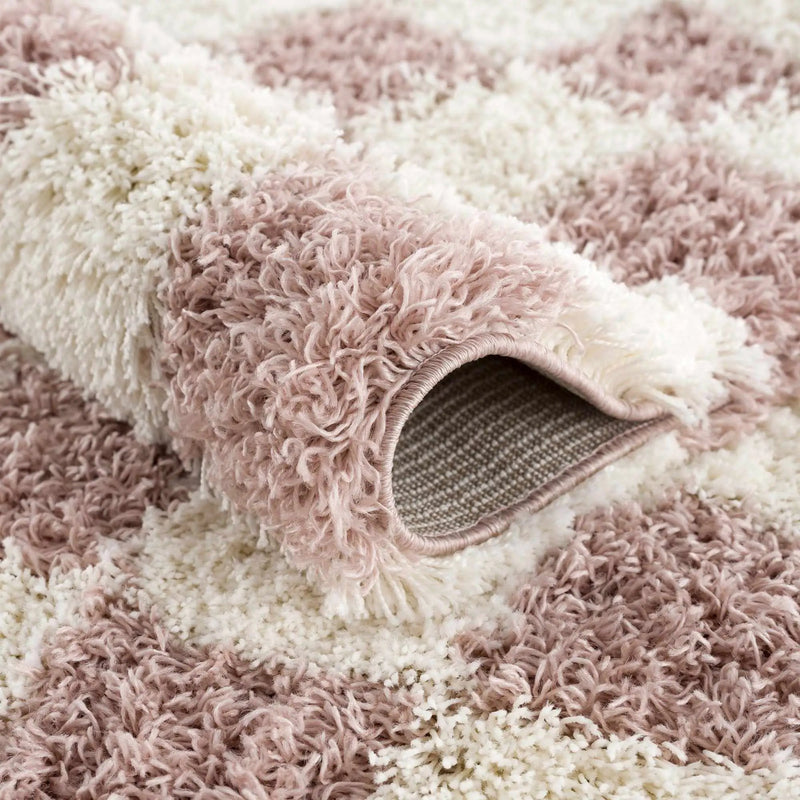 Atira Pink Checkered Area Rug by Hauteloom