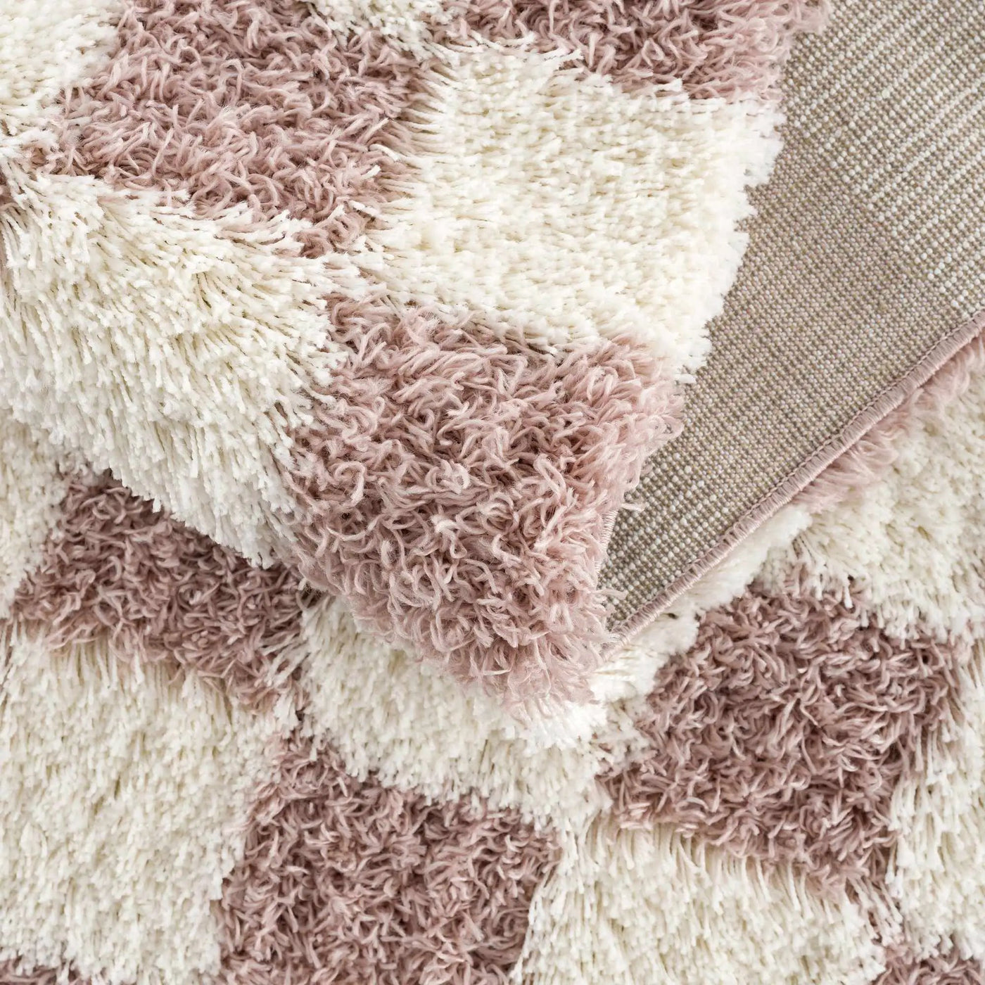 Atira Pink Checkered Shag Rug by Boutique Rugs