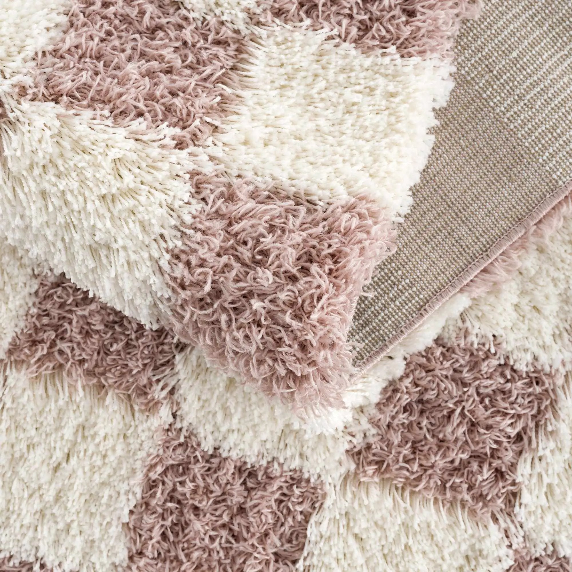 Atira Pink Checkered Shag Rug by Boutique Rugs
