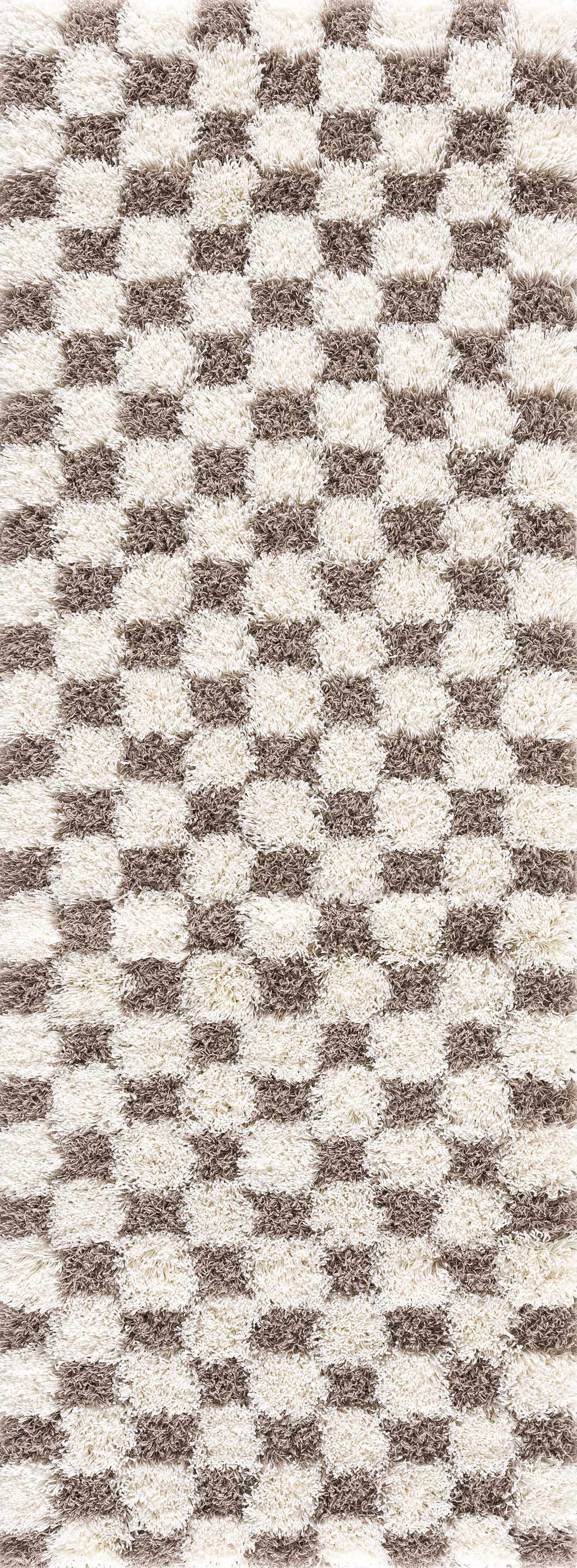 Atira Brown Checkered Area Rug by Boutique Rugs