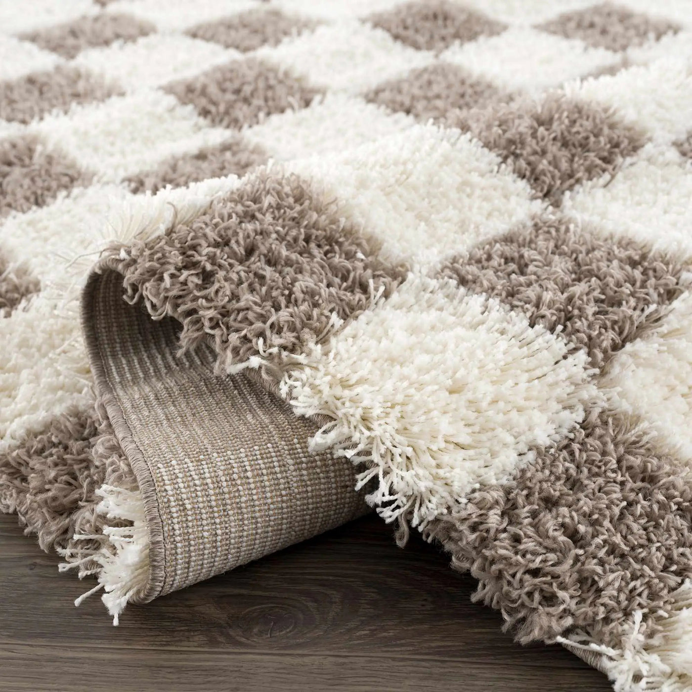 Atira Brown Checkered Area Rug by Boutique Rugs