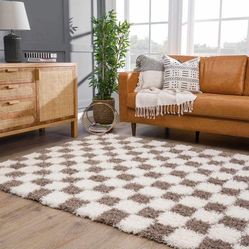 Atira Brown Checkered Area Rug by Hauteloom