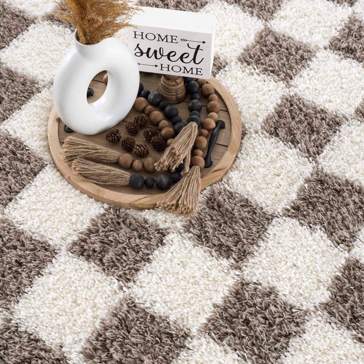 Atira Brown Checkered Area Rug, photo 14 of 16