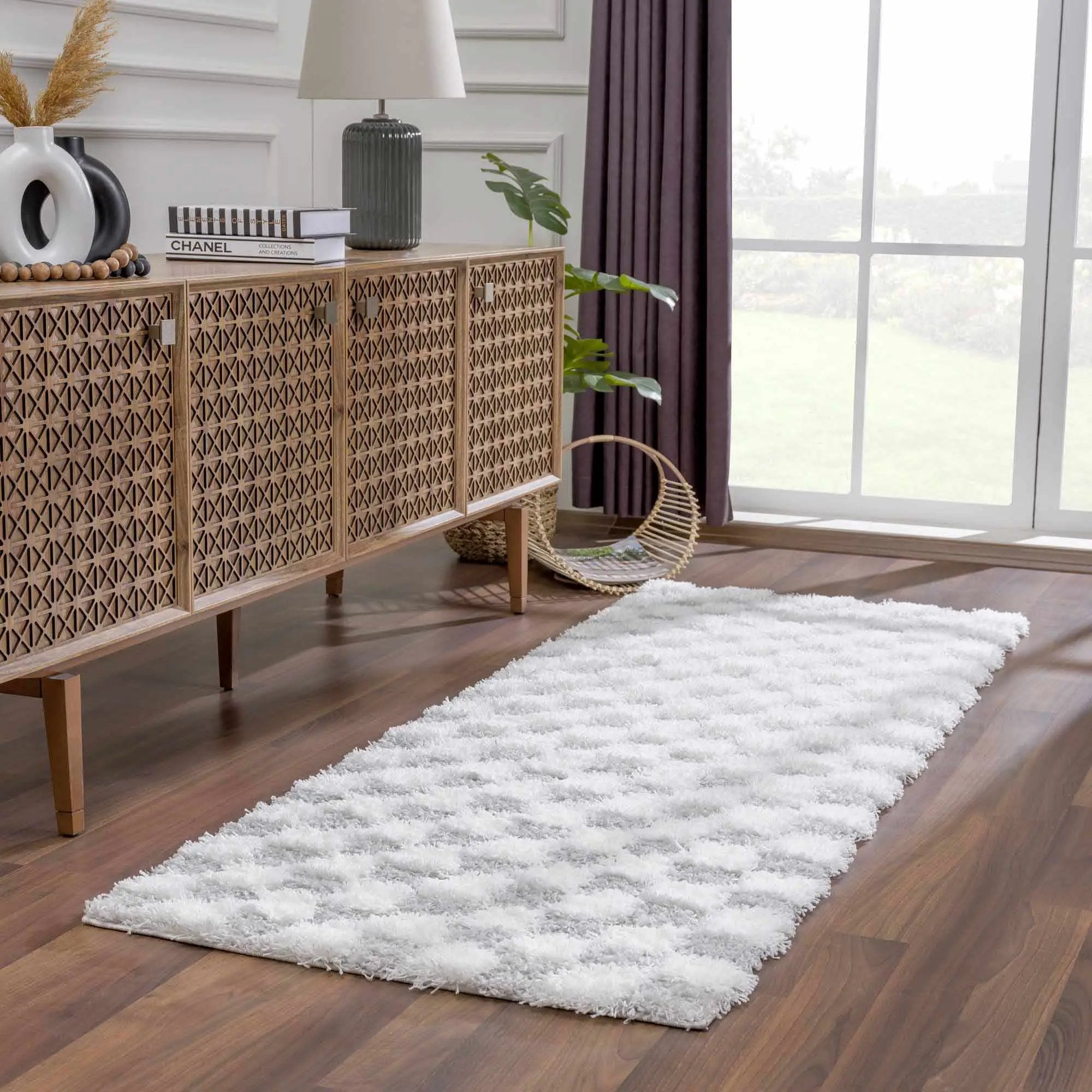 Atira Gray Checkered Area Rug by Hauteloom