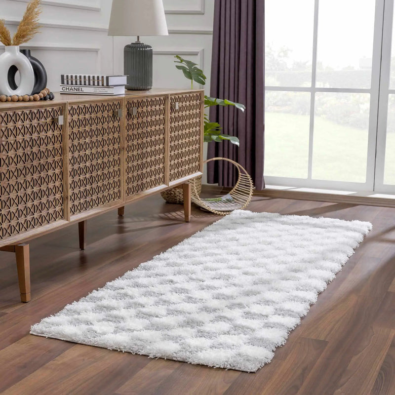 Atira Gray Checkered Area Rug by Hauteloom