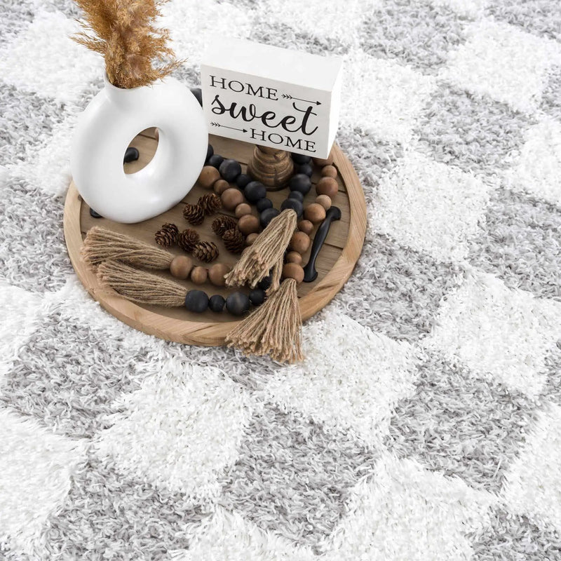 Atira Gray Checkered Area Rug by Hauteloom