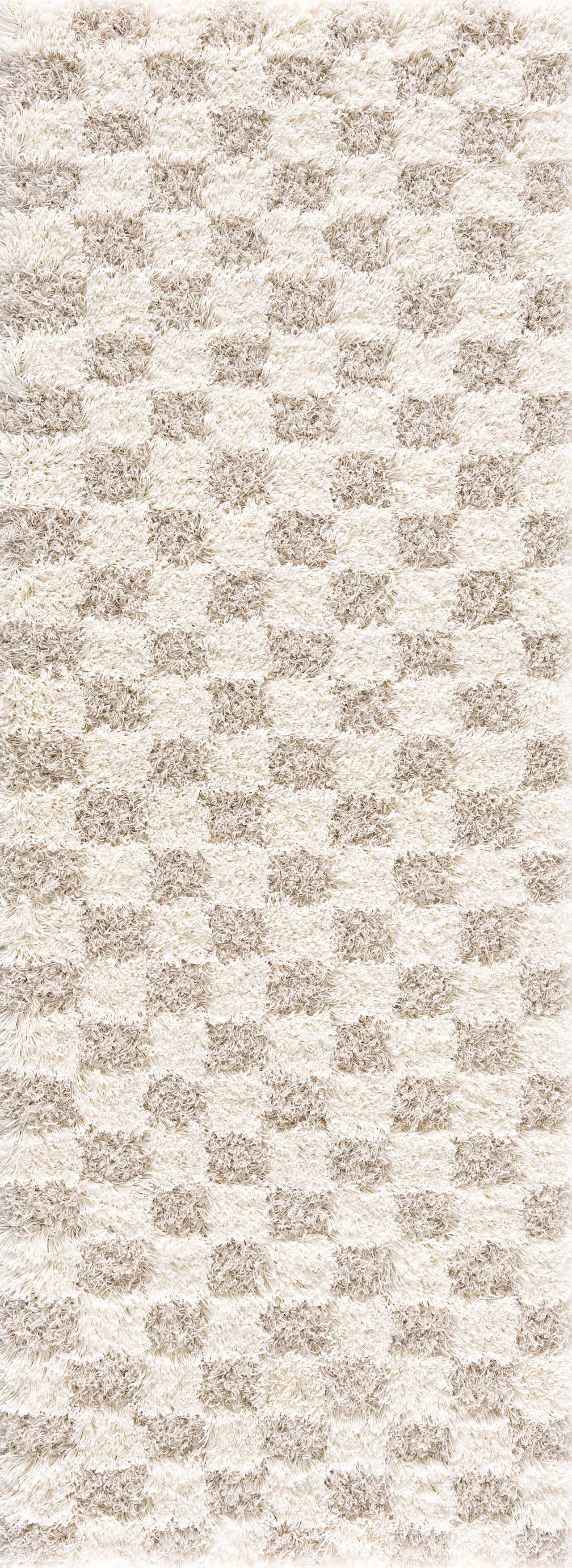 Atira Light Brown Checkered Area Rug by Boutique Rugs