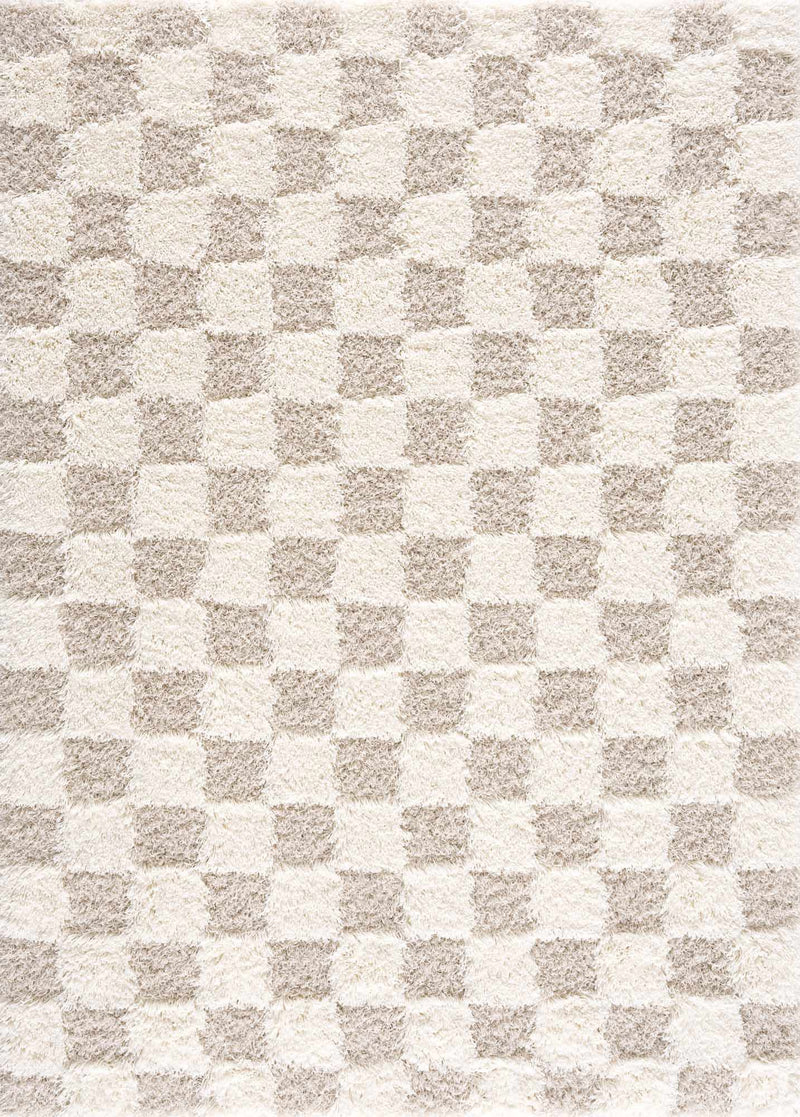 Atira Light Brown Checkered Area Rug by Boutique Rugs