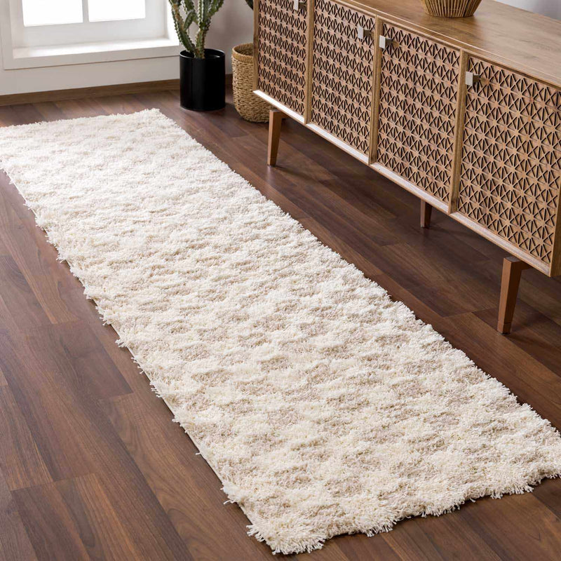 Atira Light Brown Checkered Area Rug by Boutique Rugs