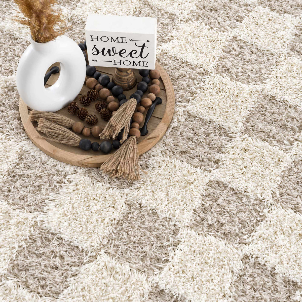 Atira Light Brown Checkered Area Rug, photo 5 of 22