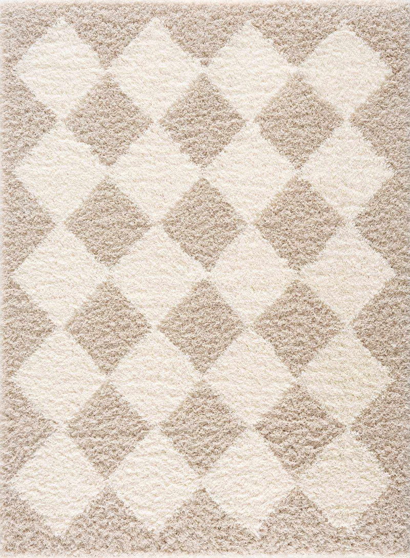 Zahur Cream & Beige Diamond Area Rug by Hauteloom