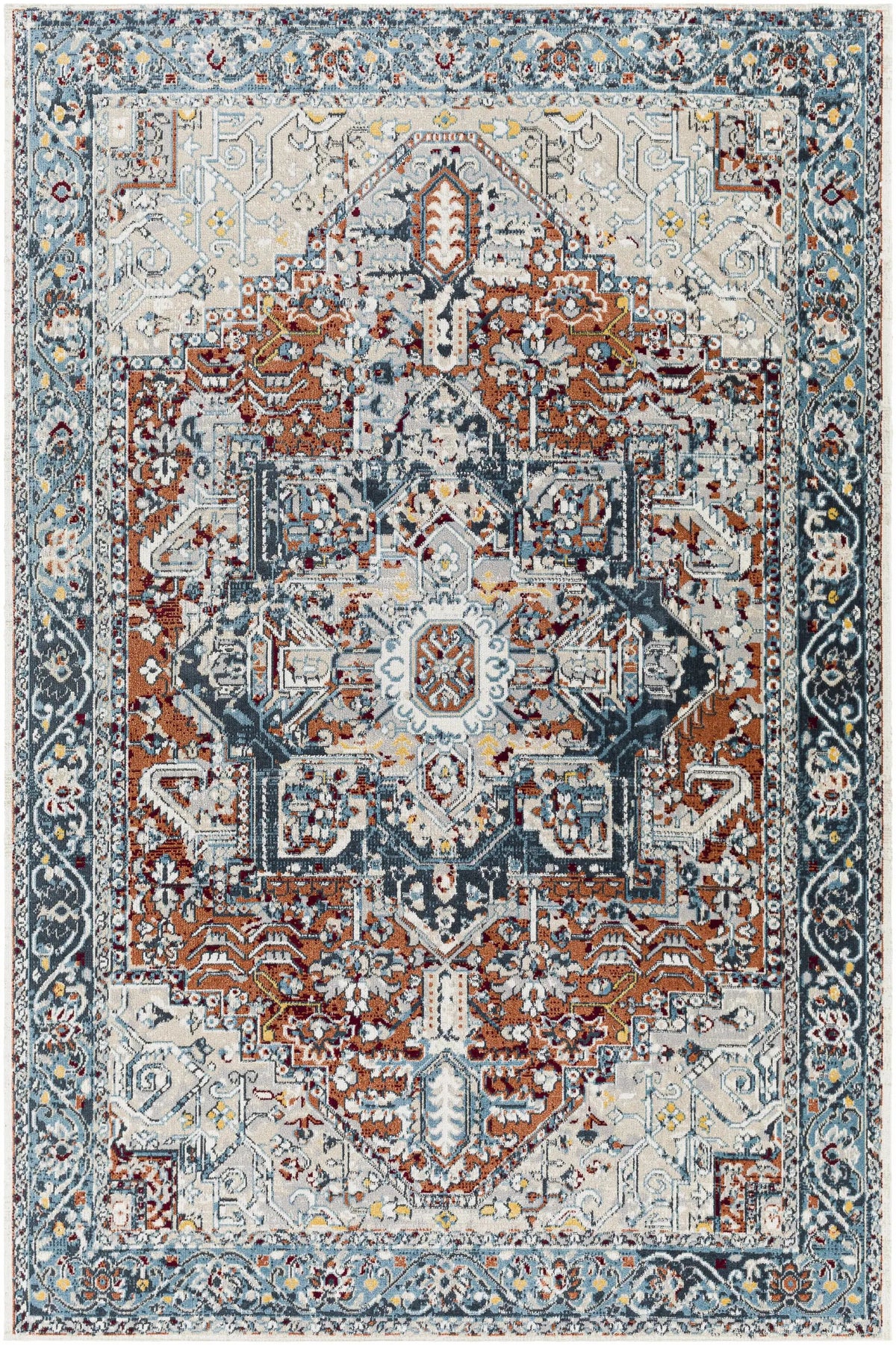Cabacungan Blue & Rust Washable Area Rug - Clearance, photo 12 of 17