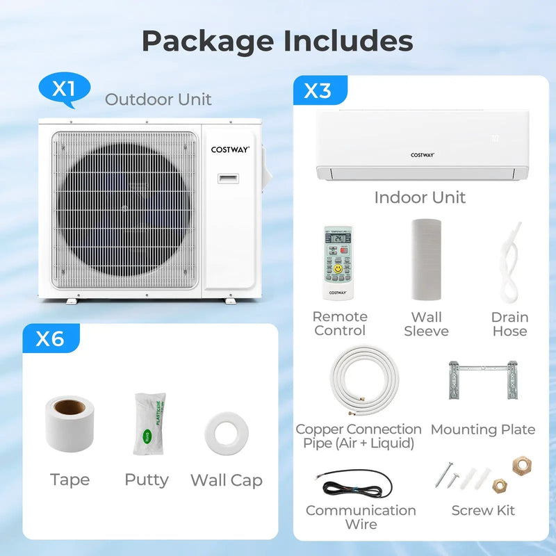 36000 BTU 3 Zone 23 SEER2 Mini Split Air Conditioner Wifi Enabled with Heat Pump by DirectDeals