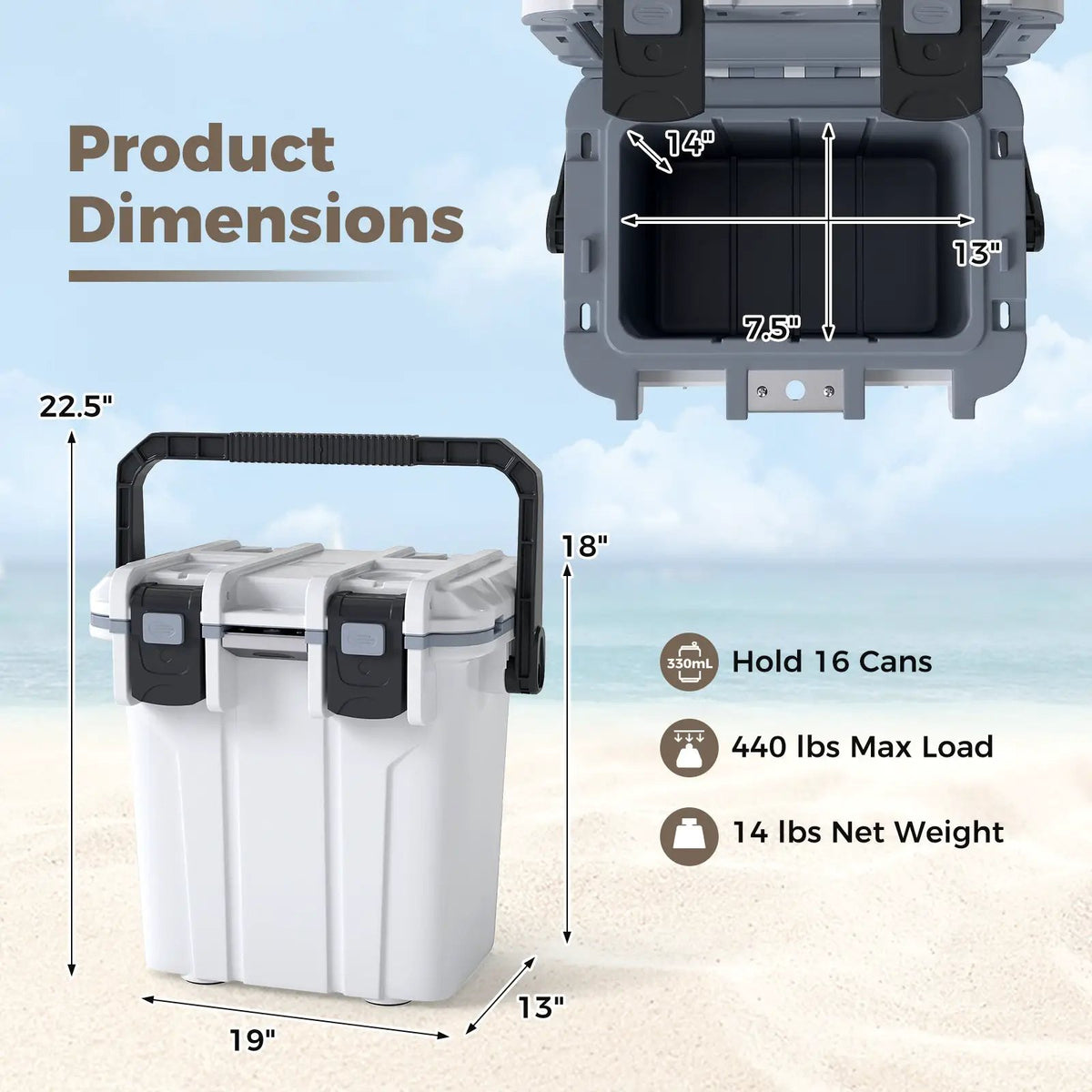 Ultra-Light Injection Molded Cooler 21 QT Hard Ice Chest by DirectDeals