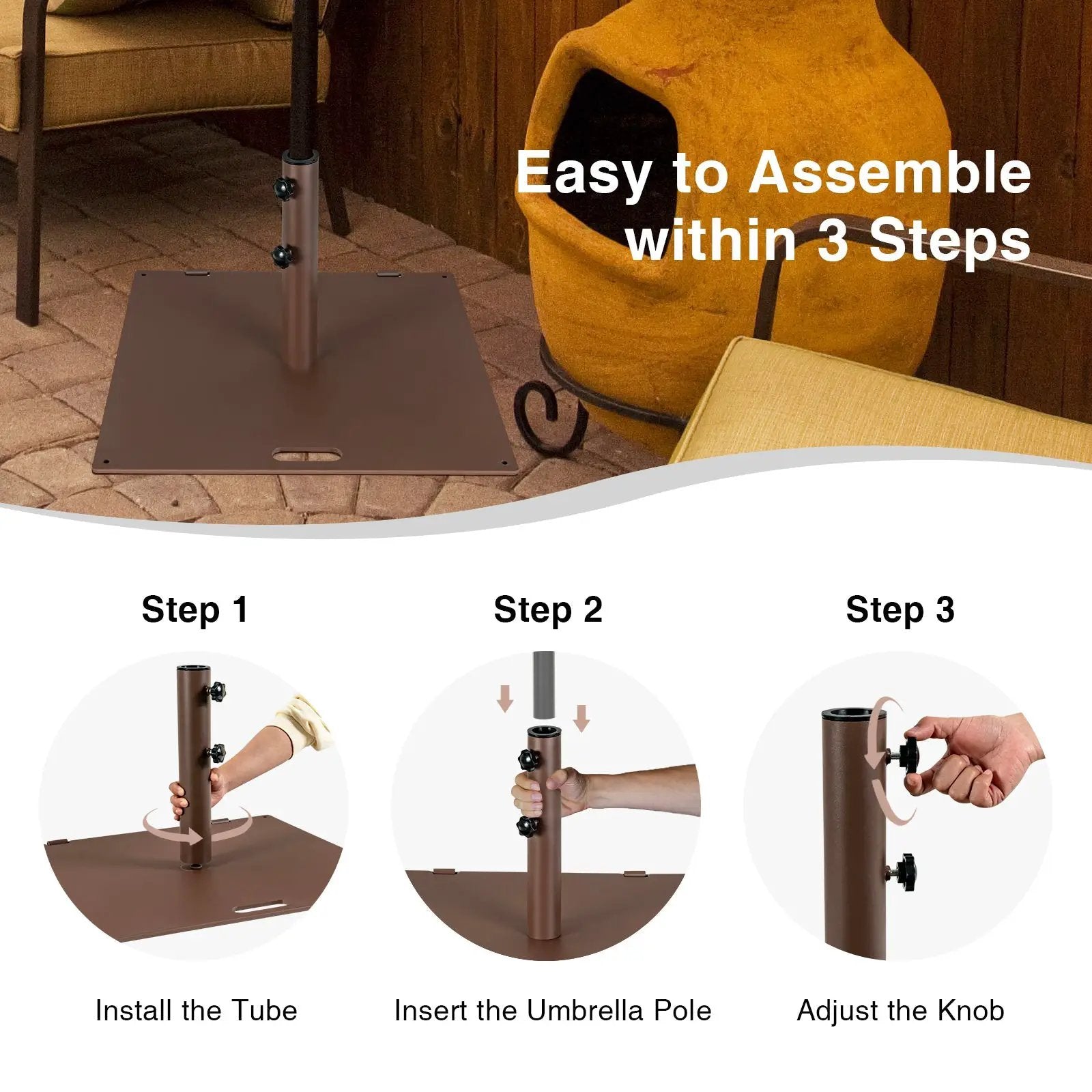 24 Inch Square Patio Umbrella Base 50 LBS Weighted by DirectDeals