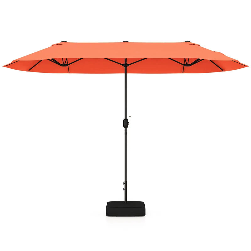 13FT Double-sided Patio Twin Table Umbrella with Crank Handle-Tan by DirectDeals