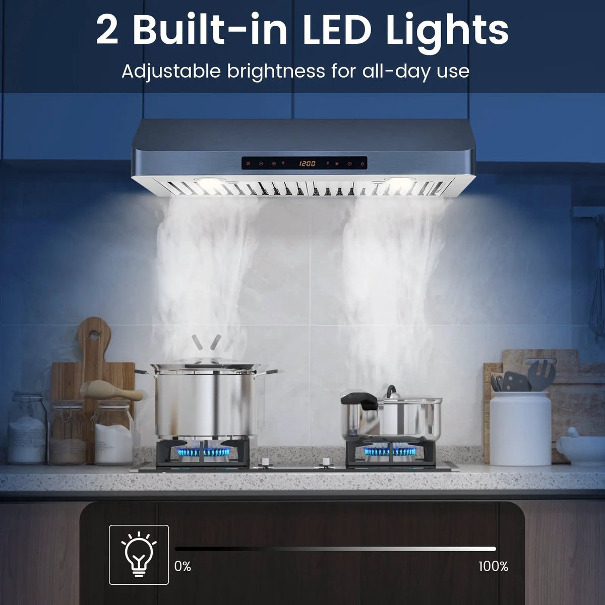 35.5/29.5 Inch Under Cabinet Range Hood 900 CFM Kitchen Vent with 4 Fan Speed by DirectDeals