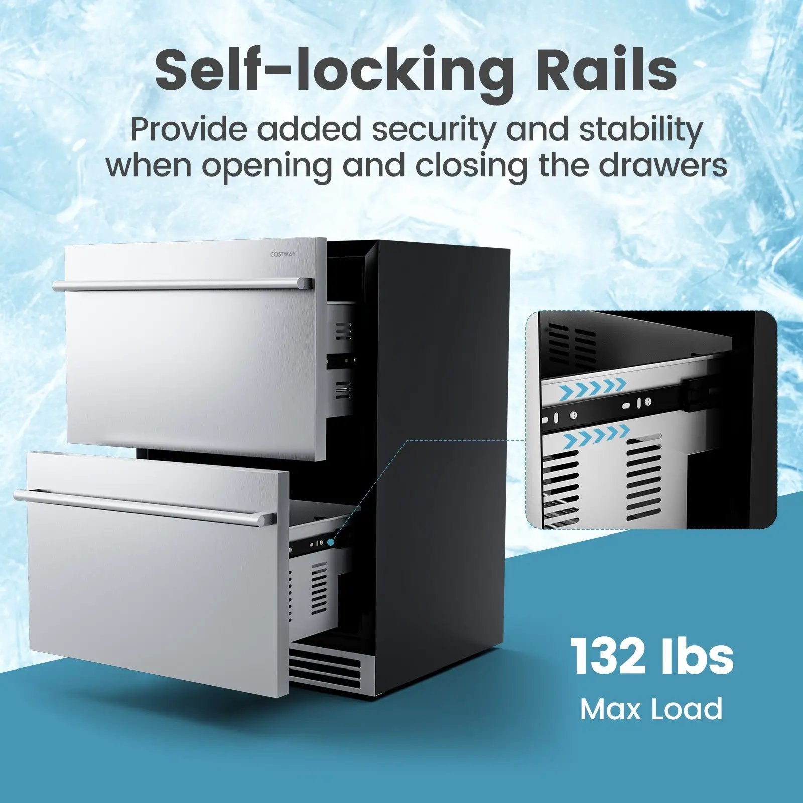 24 Inch Under Counter Dual Drawer Fridge with 37‚Ñâ-64‚Ñâ Temperature Range-Silver by DirectDeals