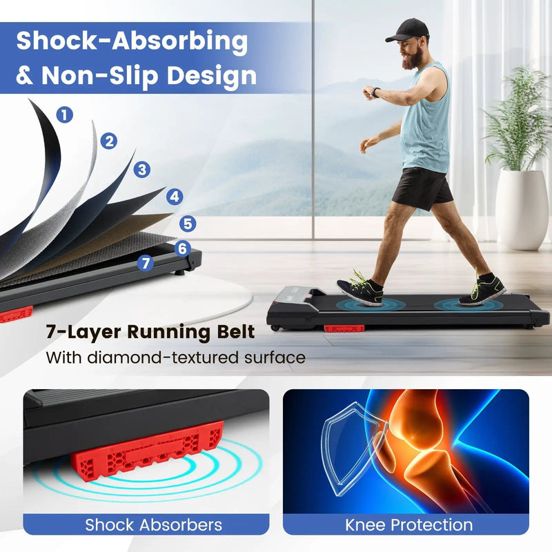 2.5HP Under Desk Treadmill with Remote Control and LED Display-Black by DirectDeals