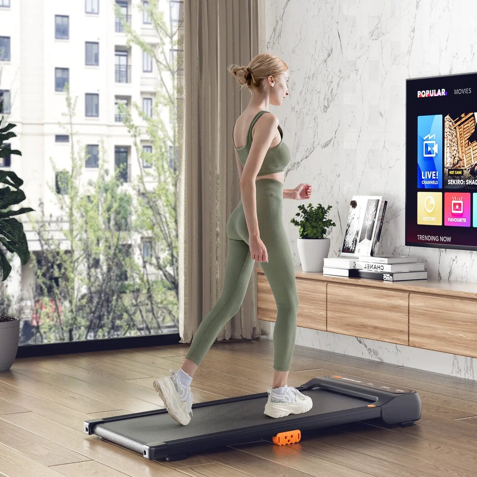 Under Desk Walking Pad Treadmill for Home/Office with Watch-Like Remote Control by DirectDeals