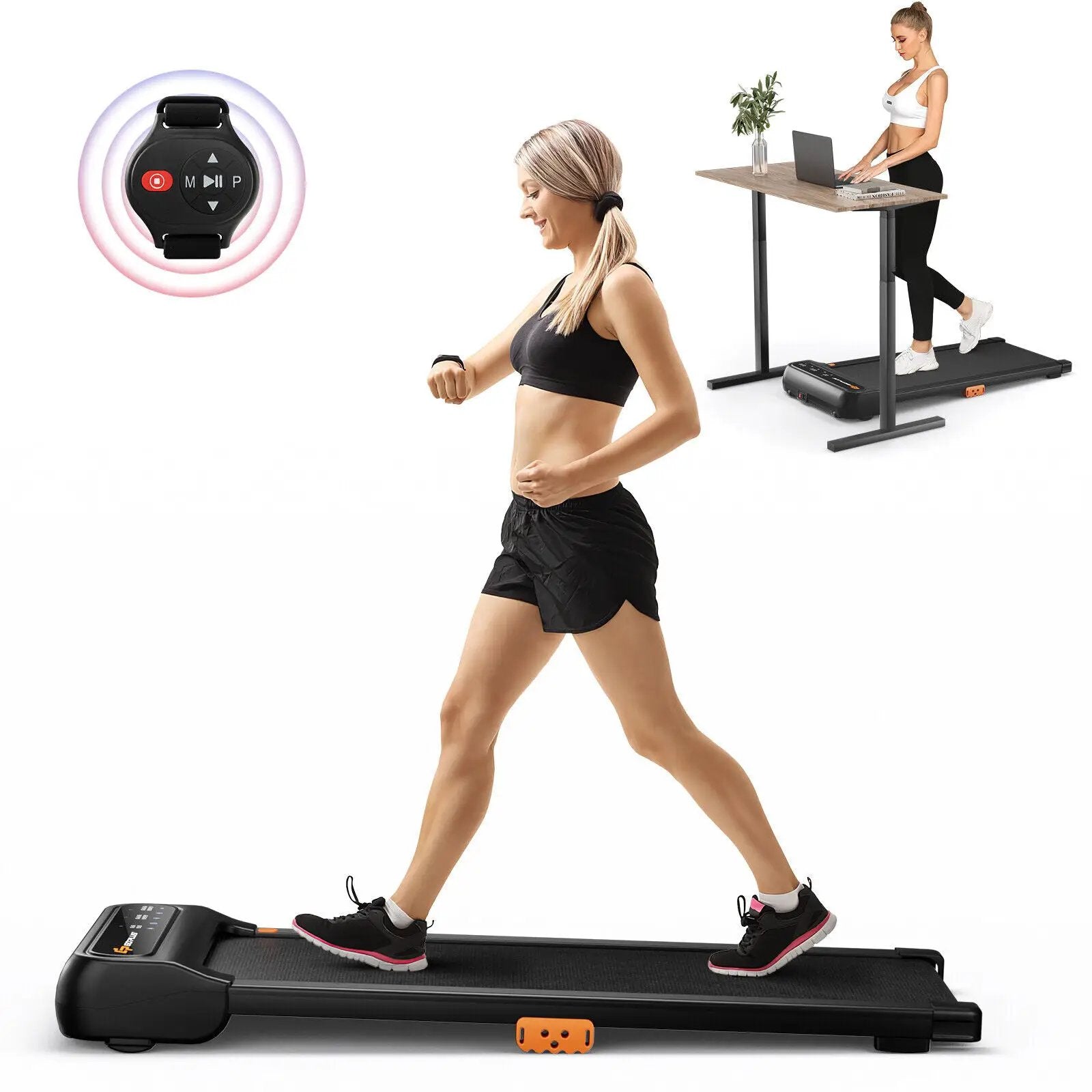 Under Desk Walking Pad Treadmill for Home/Office with Watch-Like Remote Control by DirectDeals