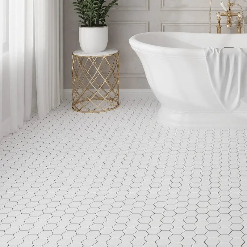 Snow White 10x12 Honed Hexagon Thassos Marble Mosaic Tile (5 pack, 4.46 sq ft/case) by Apollo Tile