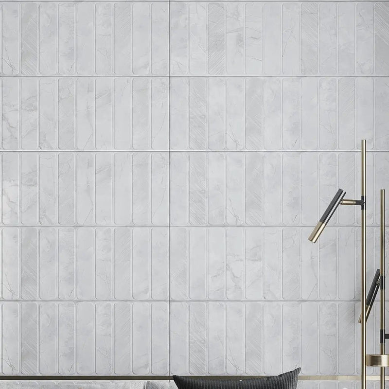 Light Grey White 16x48 Matte Ceramic Large Format Tile (3 pack, 15.5 sq ft/case) by Apollo Tile