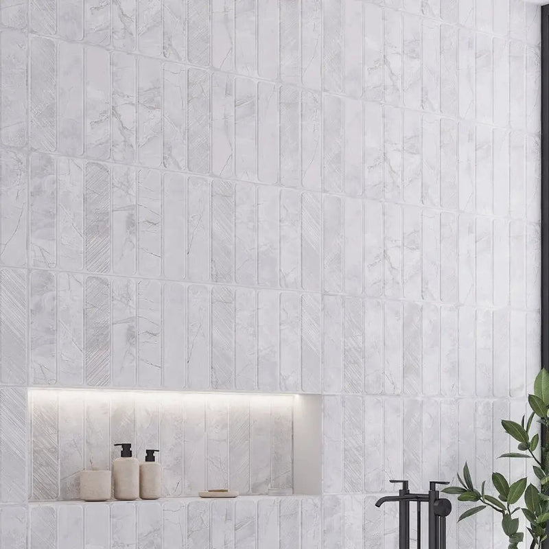 Soft Gray White 16x48 Matte Ceramic Large Format Tile (3 pack, 15.5 sq ft/case) by Apollo Tile